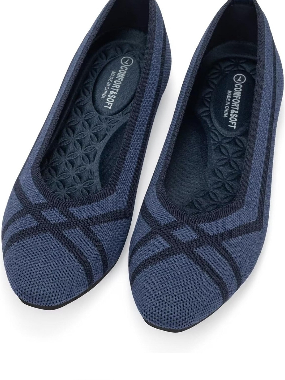 Comfort & Soft Navy Knit Ballet Flats with Support